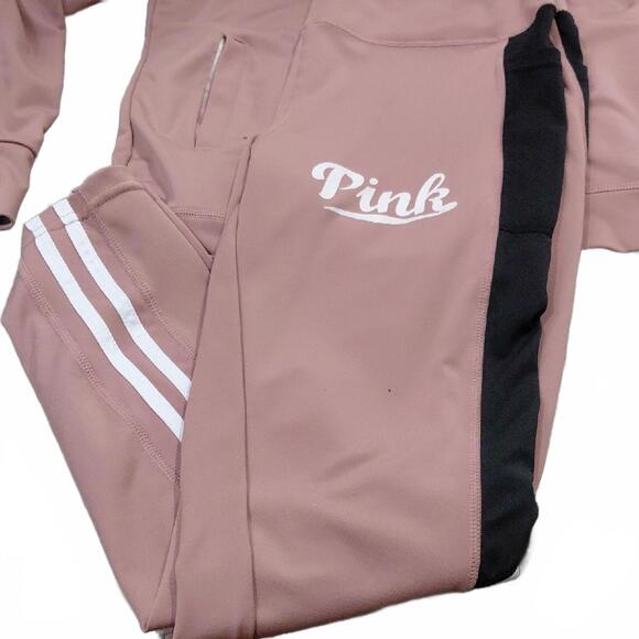PINK Victoria's Secret Mauve Pink & Black Track Jogger Set, Zipper doesnt work.. - Picture 5 of 12